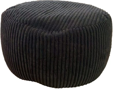 Poef - ⌀ 35 cm - ribstof - zwart
