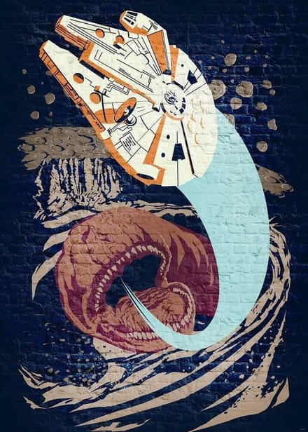Fotobehang - Star Wars Classic Concrete Asteroid Worm 200x280cm - Vliesbehang