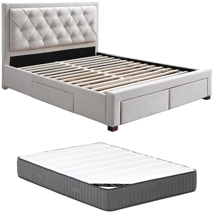 Vente-unique Bedframe stof beige 160 x 200 cm