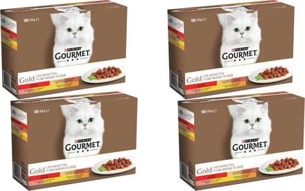4x Gourmet Gold Multipack Fijne Hapjes Rood 12 x 85 gr