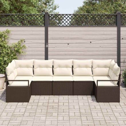 vidaXL - Tuinbank - Set - 7 - st - Bruin - en - wit - poly - rattan