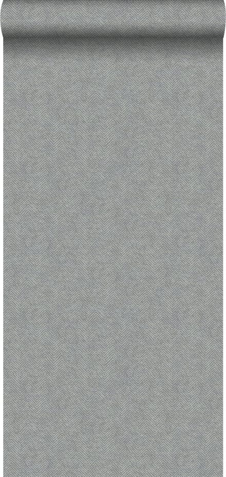 Origin Wallcoverings behang geweven visgraat-motief blauw grijs - 53 cm x 10.05 m - 347667