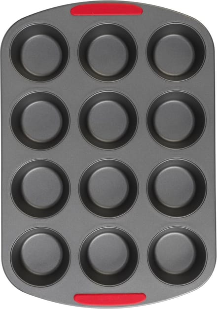 12-Cup Antiaanbak Muffinvorm met Siliconen Handgrepen voor Cupcakes