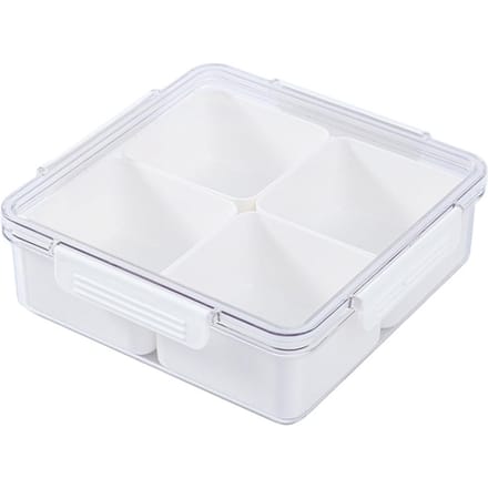 Snackdoos met 4 vakken Transparant Multifunctioneel Luchtdicht Afsluitend Verdeelde Voedselbewaarcontainers white