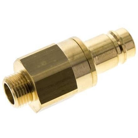 Messing DN 15 Luchtkoppeling Insteeknippel G 1/2 inch Buitendraad Double Shut-Off - CLP15-M-B-SV-P-012