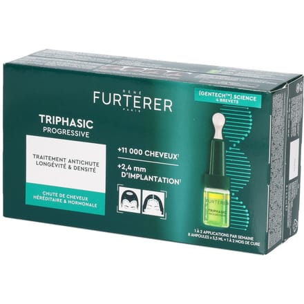 René Furterer Triphasic Progressive, Behandeling Tegen Haaruitval Voor Levensduur & Densiteit Erfelijke & Hormonale Haaruitval 8fl.