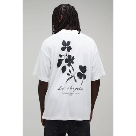 Wit Oversized T-shirt Met Vervaagde Bloemenprint | White | Size XL