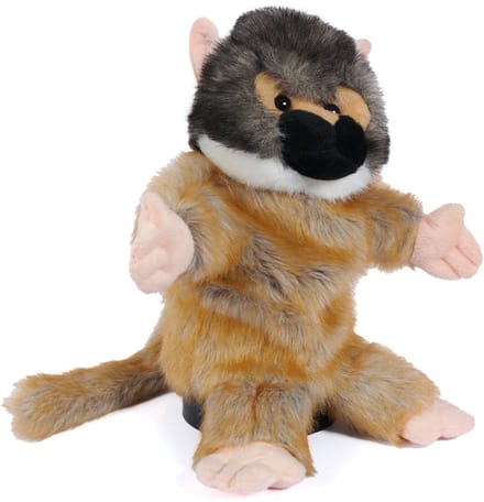 PIA Soft Toys - Doodshoofdaapje met staart handpop - 30 cm