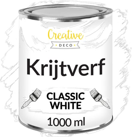 Creative Deco Witte Krijtbord Verf – 1000ml – Mat, Wasbaar, Renovatie