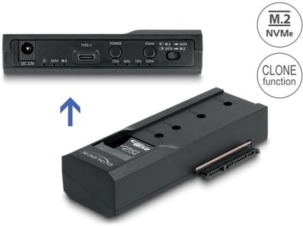 Delock 64252 USB-C 3.2 Gen 2 M.2 PCIe NVMe Harde schijf-dockingstation 2.5 inch Met clone-functie