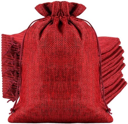 Allecto - Jute Zakjes - Herbruikbare Geschenktassen - Wijnrood