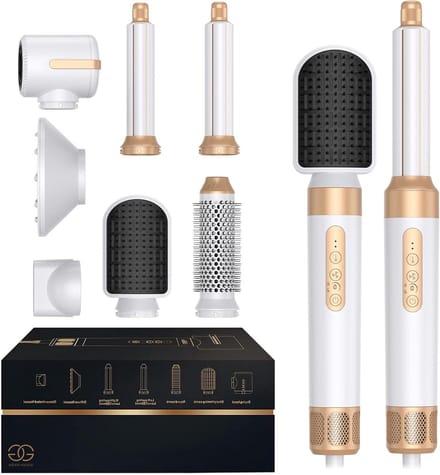 Föhnborstel 7-in-1 - Haarstyler Multiset - Haar Stylen - Coanda Effect Technologie - 38.5 cm - Wit Goud
