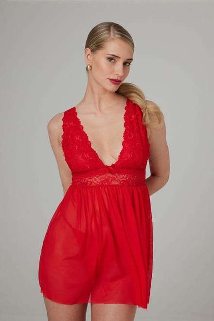 Christine le Duc - Babydoll & String - Lingerie Erotisch - Lieve - Rood
