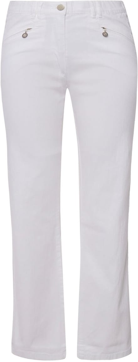 Ulla Popken - Dames - Zomerbroek Mony comfortabel licht ritszakken stretch - Sneeuwwit - Maat 29
