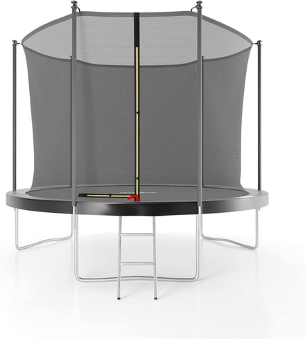 Trampoline met Net - Springkussen Tuin - Buiten Spelen - Inclusief Veiligheidsnet - 305 cm Diameter - Wit en Grijs