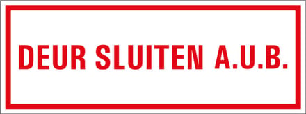 Deur sluiten aub tekststicker 400 x 150 mm