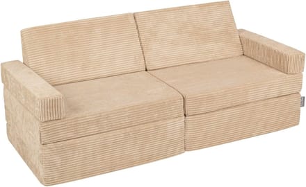 Schuimbank Kinderen - Opvouwbaar Bed - Spelen en Rusten - Veelzijdig Ontwerp - 165 cm Uitgeklapt - Beige
