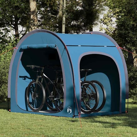 Garage à Vélo Bleu avec Toit et Rangement 218 x 156 x 180 cm