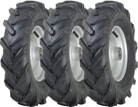4.80/4.00-8 Rotovator-velg met open midden en noppen, 25 mm kogellager (set van 3)