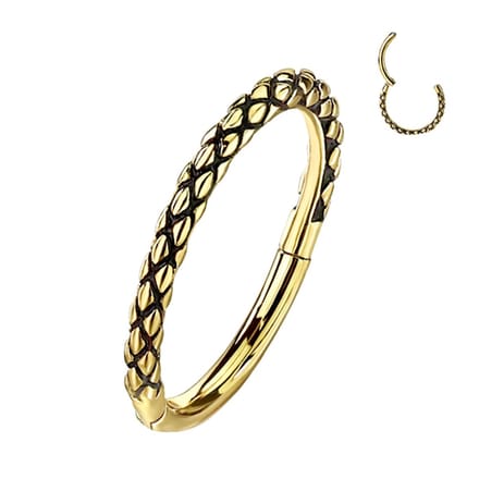 Piercing PVD Oxidized Lizard Skin 1.2x12 - goud - LMPiercings