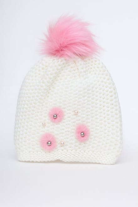 Il Bambini - warme hippe wintermuts voor meisjes - kindermuts - wit met pompom