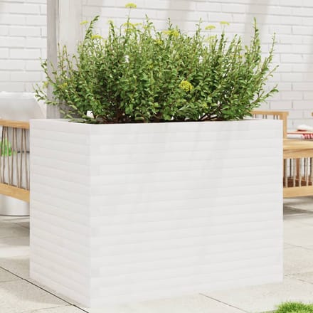 vidaXL - Plantenbak - 90x60x68,5 - cm - massief - grenenhout - wit
