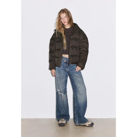 Stradivarius Gewatteerd jack met capuchon  Bruin S