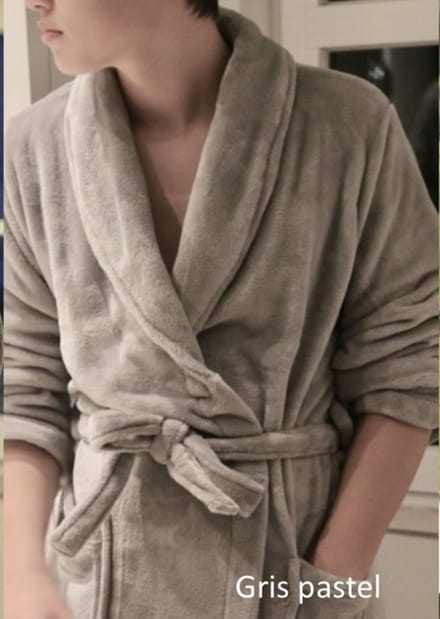 Badjas - Kamerjas - Fleece - Kleur gris pastel - Maat S/M