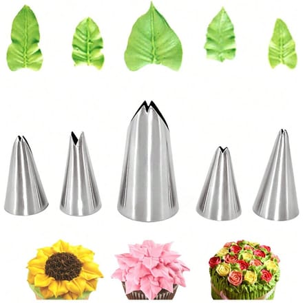 Set de 5 douilles à fleur pour crème à gâteau, Pour un usage quotidien décontracté one-size argenté