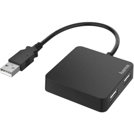 Hama 00200121 USB-hub 4 poorten USB-A USB 2.0 480 MBit/s Zwart