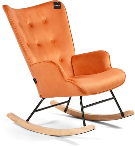 Aemely® Schommelstoel 'Steerne' - Koper Velvet, Blank Hout