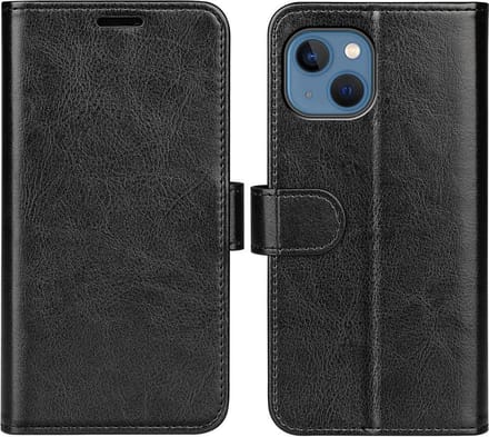 iPhone 14 Wallet Bookcase Hoesje met Pasjeshouder - Zwart