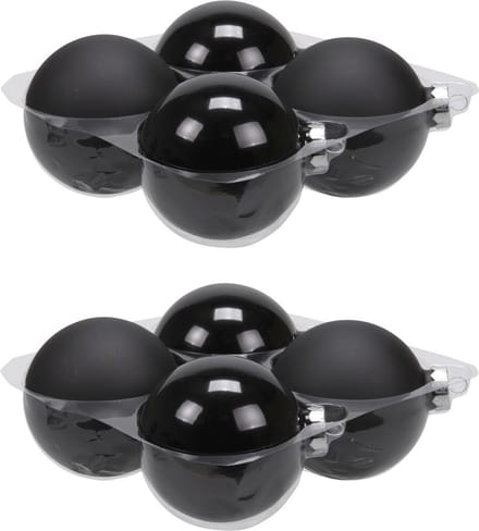 Bellatio Decorations Kerstballen - 8x stuks - zwart - glas - 10 cm - mat/glans - Kerstboomversiering