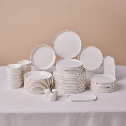 Karaca Stream Bomo - 53-Delig Serviesset – 12 Personen – New Bone – Luxe Wit Servies