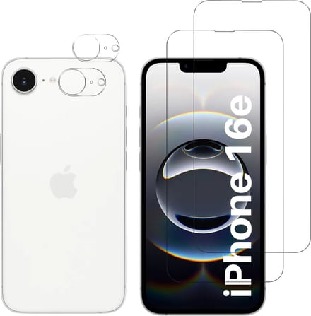 Screenprotector geschikt voor iPhone 16e - 2 stuks Beschermglas van glas Transparante glazen schermbeschermfolie + 2 stuks Camera Protector