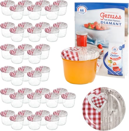 MamboCat Set van 40 bekers 230ml houten hart rood deksel + receptboek