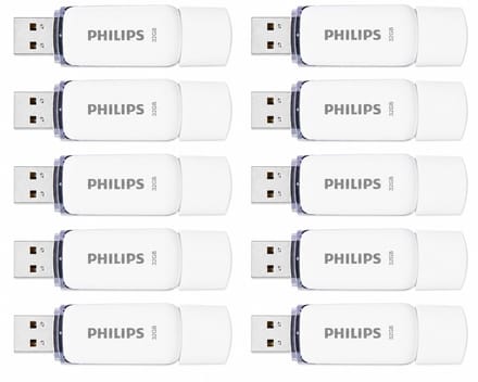 Philips USB stick 2.0 - 32GB - Snow - Wit - 10 stuks