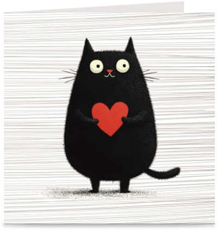 KAT MET HARTJE | blanco kaart / wenskaart met envelop | liefde