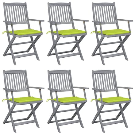 vidaXL - Inklapbare - stoelen - 6 - st - met - kussens - massief - acaciahout