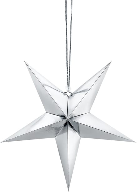 PartyDeco - Hanger Glimmende Ster Zilver (30 cm)