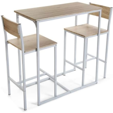 Ensemble de table à manger et deux chaises hautes Karlovy - Bois et métal - Blanc - Versa blanc
