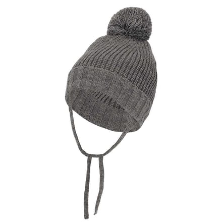 Sarlini - Wintermuts jongens - Ribbed - Midden Grijs - Pompon - 2 t/m 4 jaar