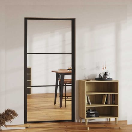 vidaXL - Binnendeur - 102,5x201,5 - cm - ESG-glas - en - aluminium - zwart
