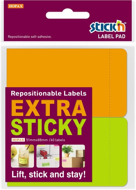 Stick'n Label Etiket - 51x88mm - Extra Sticky - Neon Oranje - Neon Groen - 60 Sticky Notes