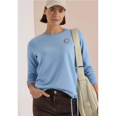 Sweatshirt met ronde hals en trekkoord