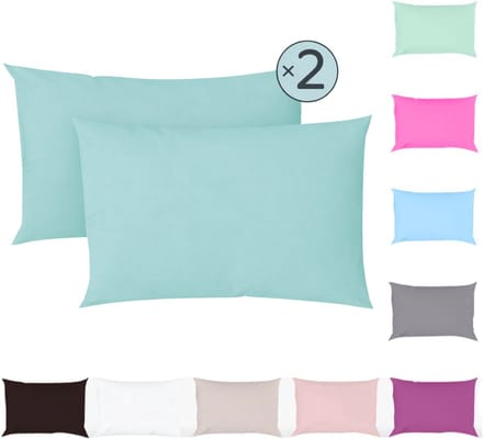 Tavas Kussenslopen - 60 x 70 cm - Pastel Turkoois - Set van 2 - 100% Katoen - Hotelkwaliteit - Kussensloop met Rits