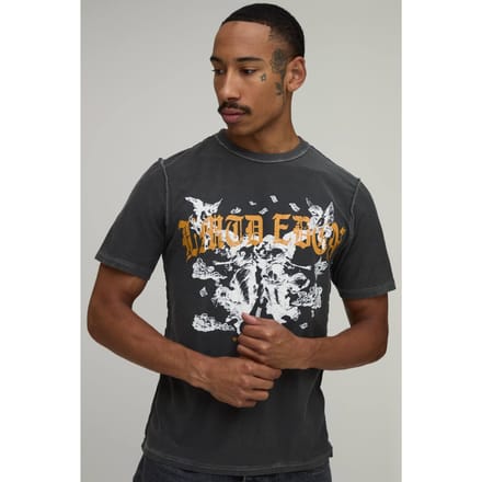 Antraciet Regular Fit Limited Edition T-shirt Met Zichtbare Naden Print | Charcoal | Size Medium