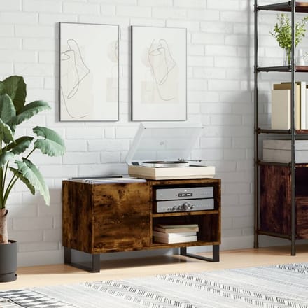 vidaXL Platenkast 85x38x48 cm bewerkt hout gerookt eikenkleurig