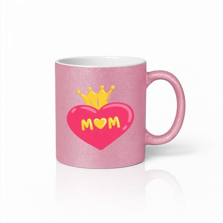Liefdevolle Roze Moederdag Mok - Hart en Kroon Ontwerp - Beste Mama Cadeau - Roze