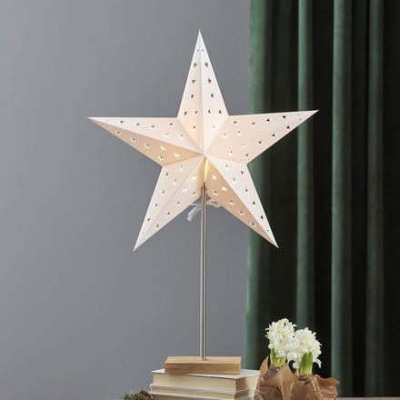 STAR TRADING LEO sterstandaard met sterpatroon, wit/eiken